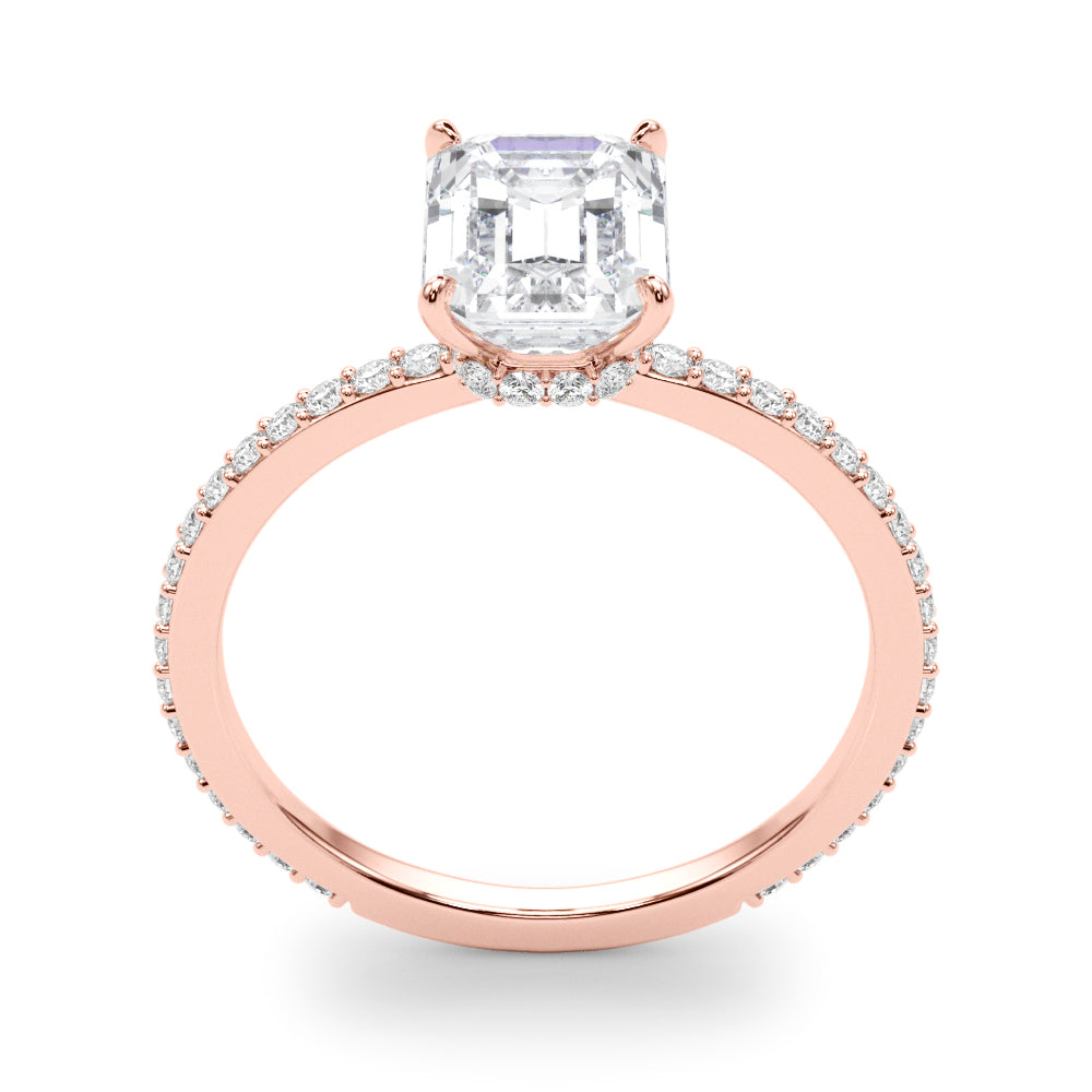 Classic set Slim Sided hide Halo Emerald cut Diamonds Ring