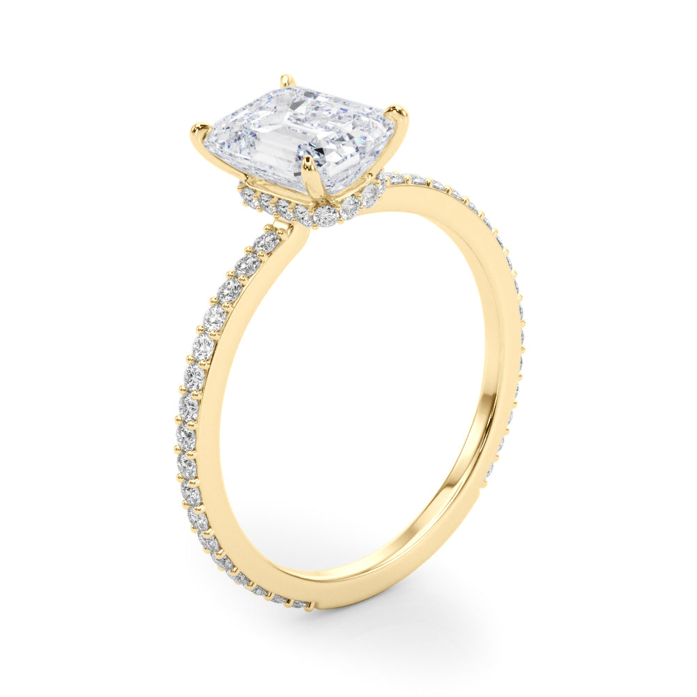 Copy of Classic set Slim Sided hide Halo Emerald cut Diamonds Ring