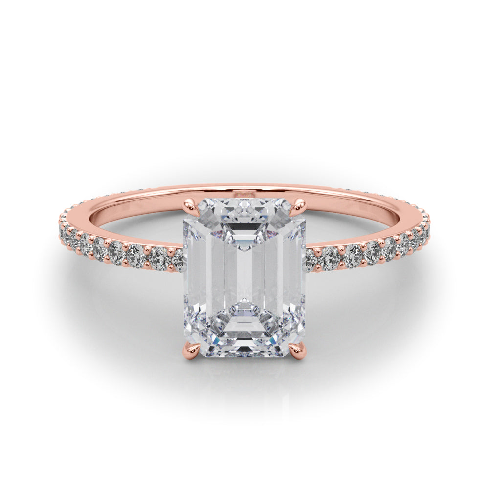 Copy of Classic set Slim Sided hide Halo Emerald cut Diamonds Ring
