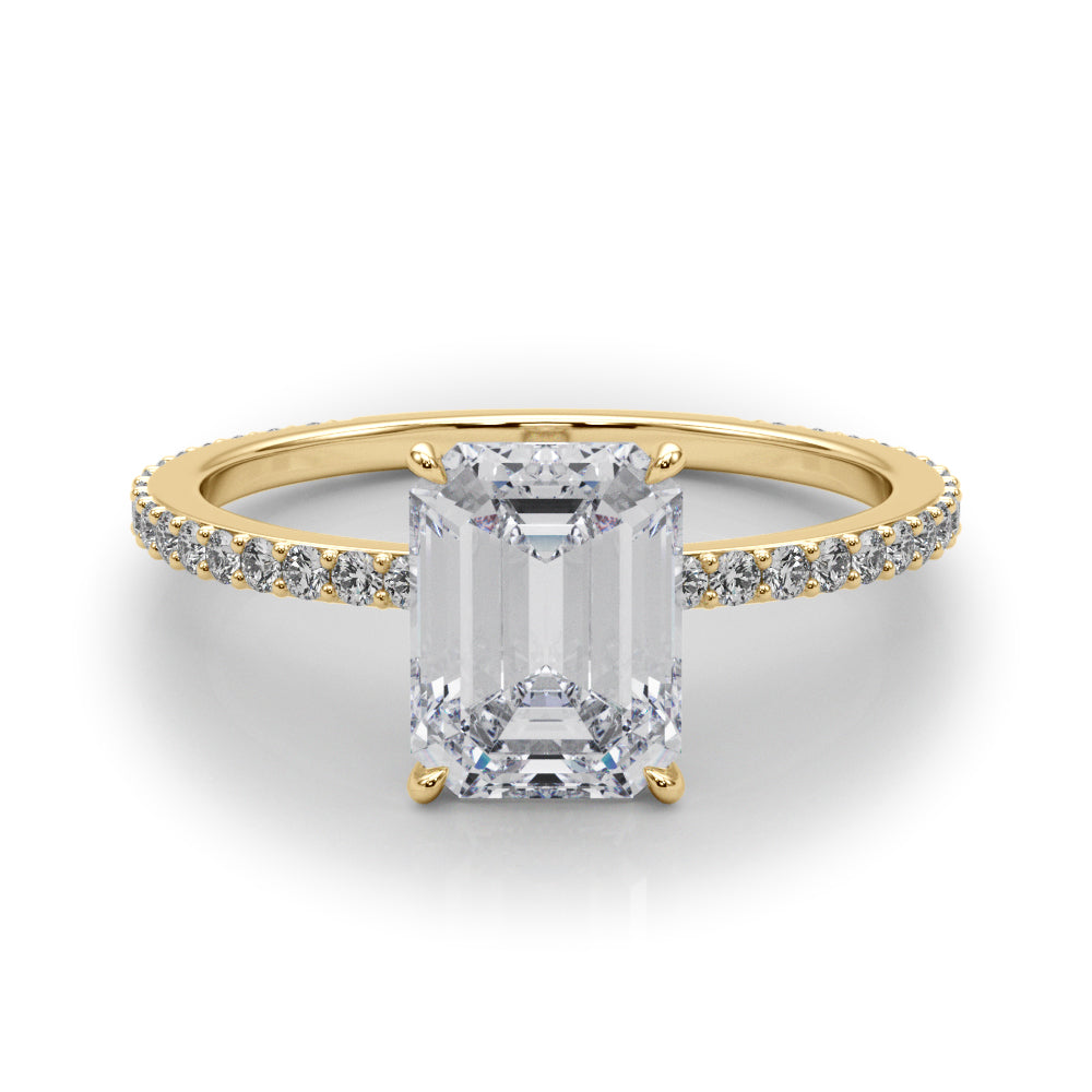 Copy of Classic set Slim Sided hide Halo Emerald cut Diamonds Ring
