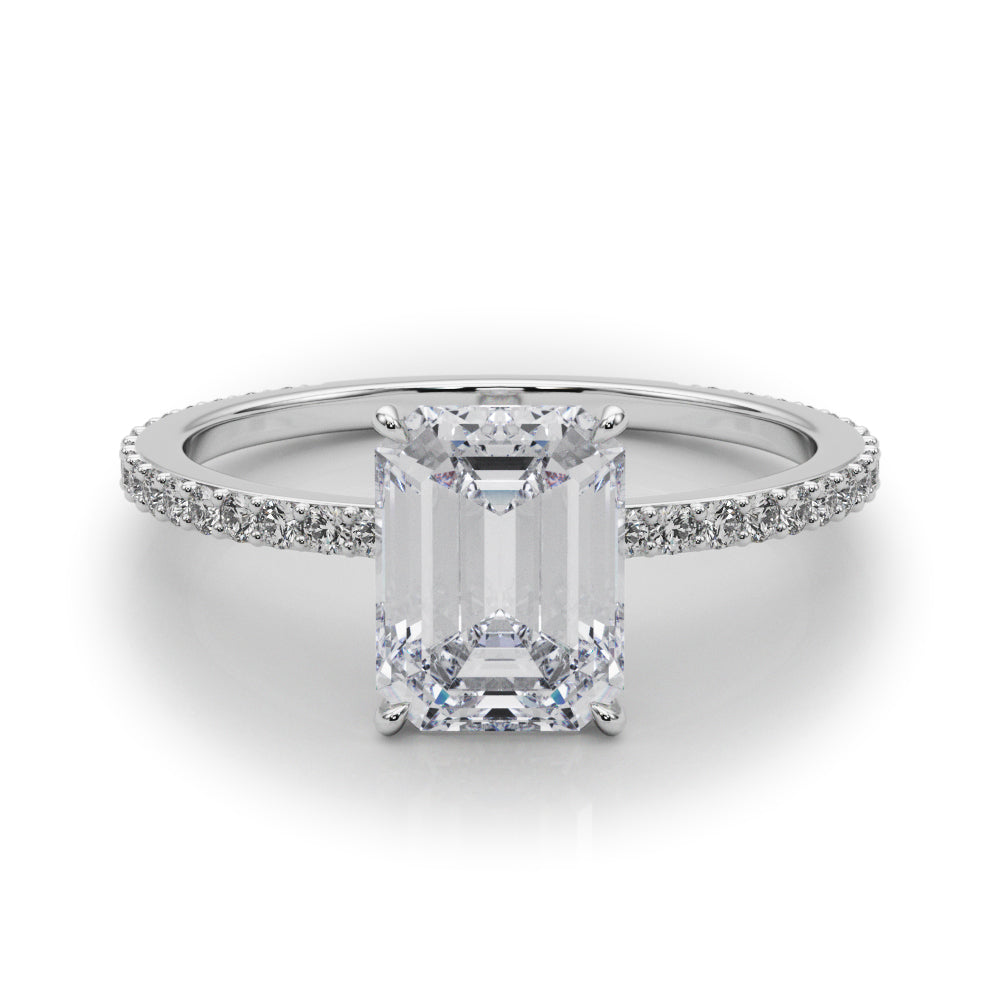 Copy of Classic set Slim Sided hide Halo Emerald cut Diamonds Ring