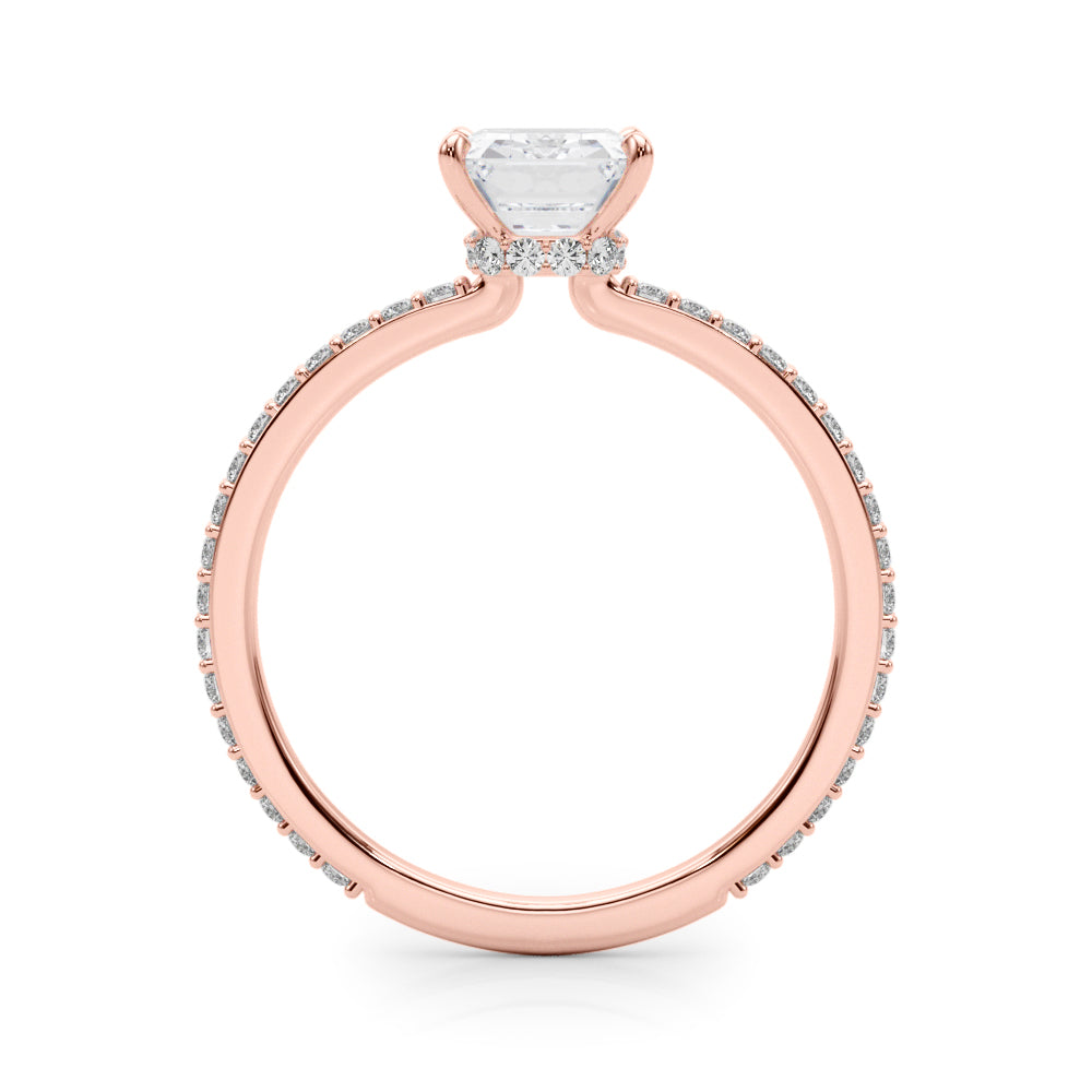 Copy of Classic set Slim Sided hide Halo Emerald cut Diamonds Ring