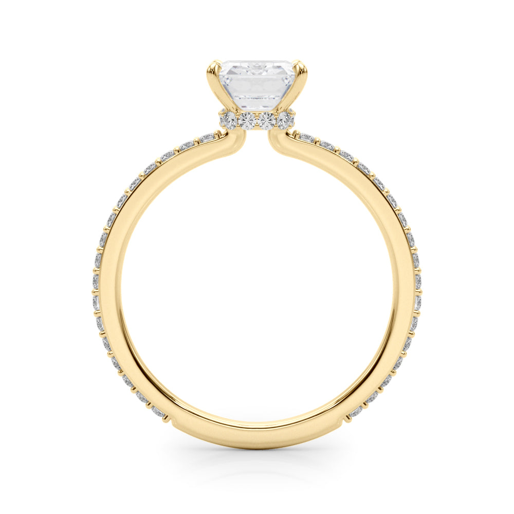 Copy of Classic set Slim Sided hide Halo Emerald cut Diamonds Ring