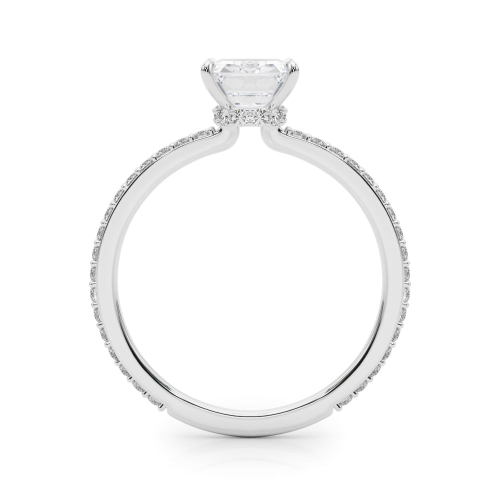 Copy of Classic set Slim Sided hide Halo Emerald cut Diamonds Ring