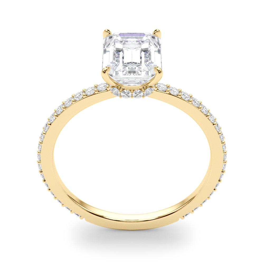 Copy of Classic set Slim Sided hide Halo Emerald cut Diamonds Ring