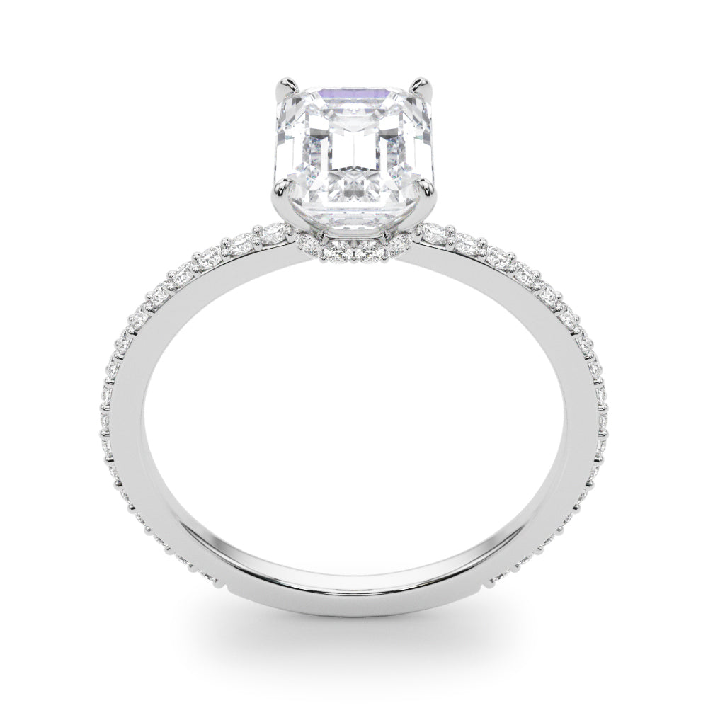 Copy of Classic set Slim Sided hide Halo Emerald cut Diamonds Ring