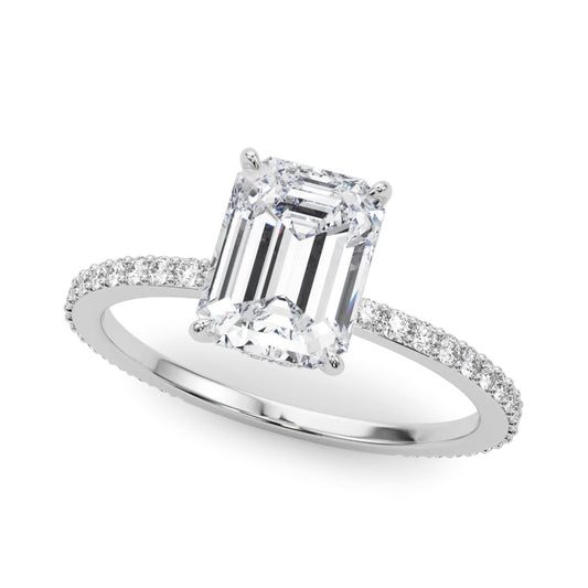 Copy of Classic set Slim Sided hide Halo Emerald cut Diamonds Ring